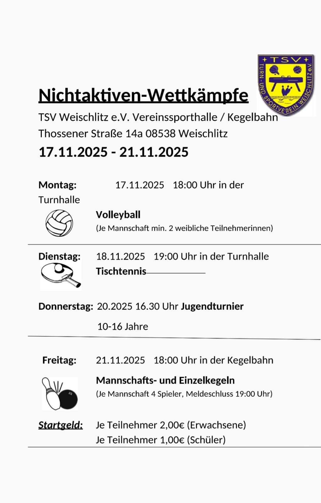 TSV Wettkämpfe November TSV Wettkämpfe November